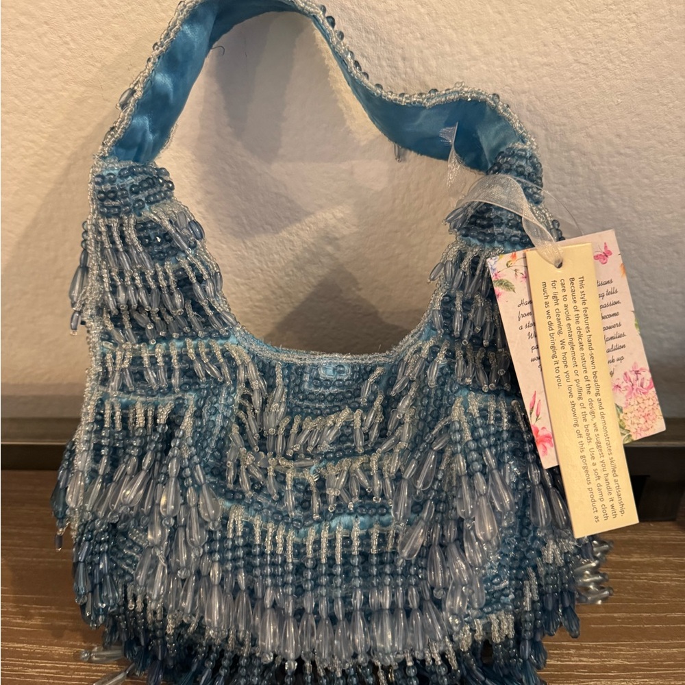 Beaded Blue Handbag